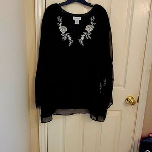 Avenue plus-size women's black flowy blouse
